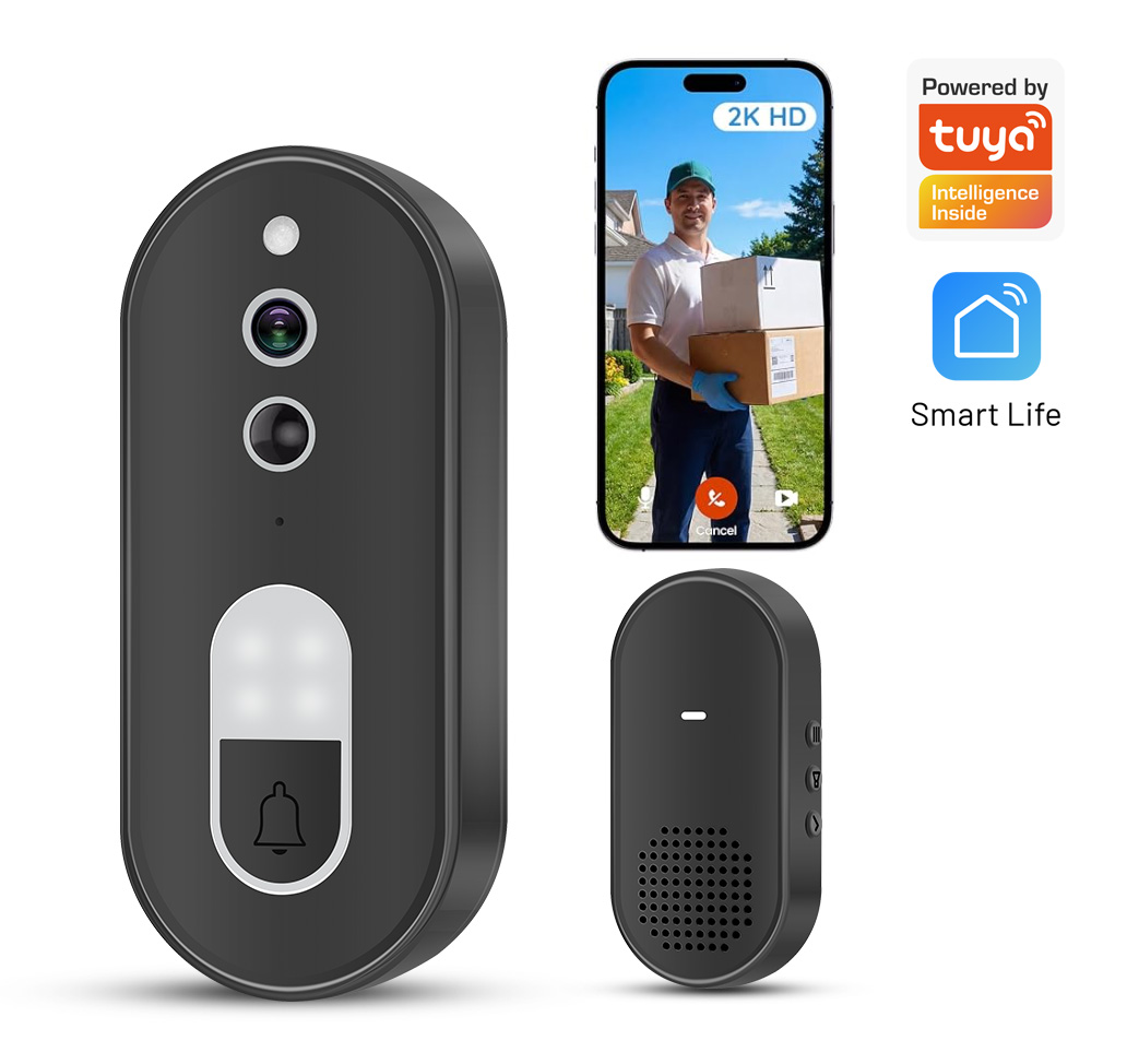 Smart Doorbell Wired - ทูย่า 1080P HD ไร้สายไวไฟวิดีโอกริ่งประตูกล้องรักษาความปลอดภัยบ้านอัจฉริยะเสียงสองทางการมองเห็นตอนกลางคืนการตรวจจับการเคลื่อนไหว IP65 กันน้ำ
