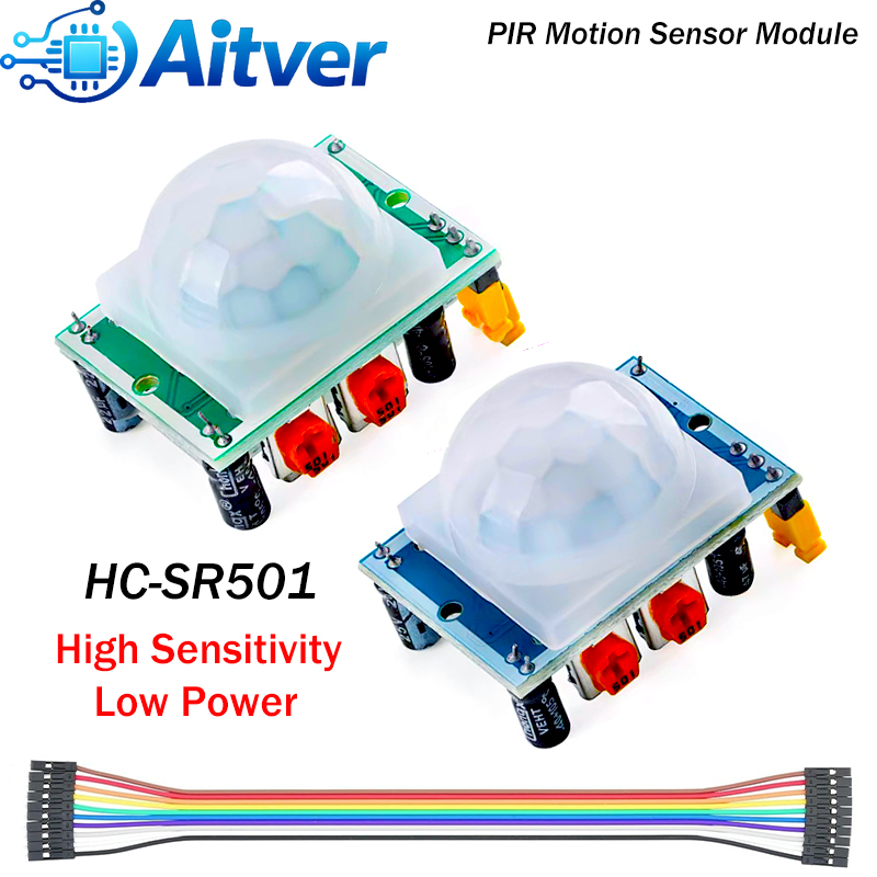 Motion Sensor Pir Wired - โมดูลเซ็นเซอร์ตรวจจับความเคลื่อนไหว HC-SR501 พร้อมสายจัมเปอร์ดูปองท์เครื่องตรวจจับอินฟราเรดแบบปรับได้สำหรับอาร์ดูโน่ ราสเบอร์รี่ ไพ