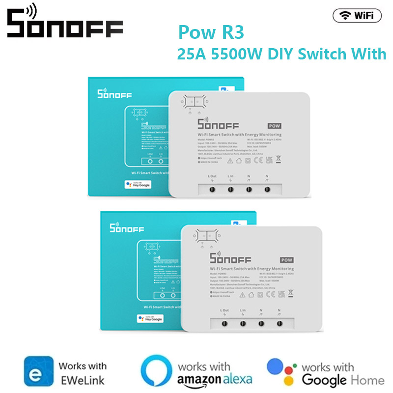 Sonoff Basic Switch - สวิตช์มิเตอร์ไฟฟ้าอัจฉริยะ SONOFF POW POWR3/Powr316/POWR316D 16A ควบคุมผ่าน
