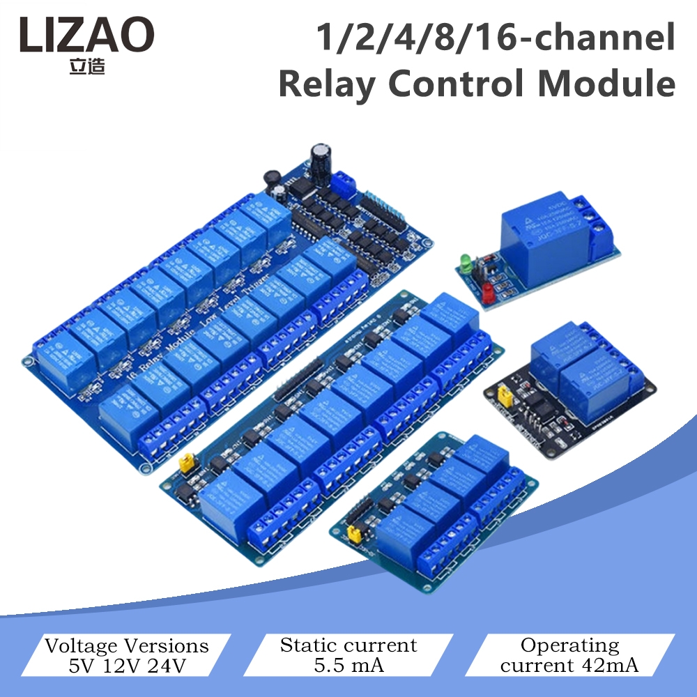 Home Automation Diy Projects - โมดูลควบคุมรีเลย์ 5V/12V/24V 1/2/4/8/16 ช่องสัญญาณ, ทริกเกอร์ระดับต่ำแบบออปโต-ไอโซเลเตด สำหรับ
