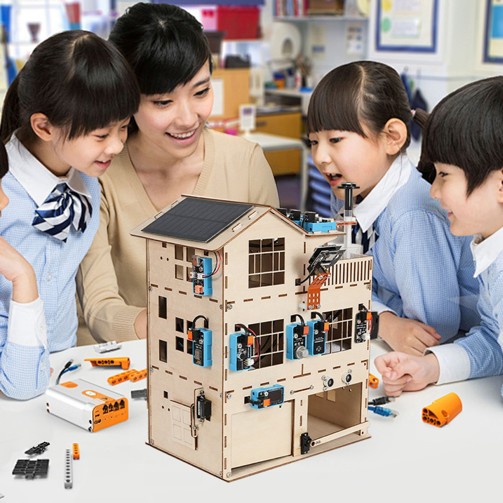 Home Automation Diy Projects - ชุดบ้านอัจฉริยะ STEM DIY AI ชุดหุ่นยนต์อิเล็กทรอนิกส์บ้านไม้แบบตั้งโปรแกรมได้ ชุดอุปกรณ์