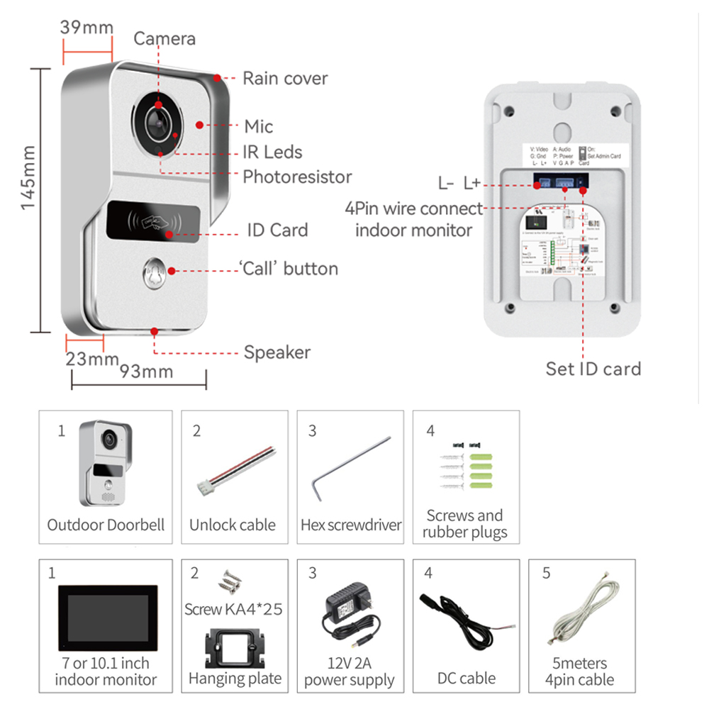 1080P 7 นิ้ว WiFi Video Interc - Smart Doorbell Wired บทวิจารณ์และราคา