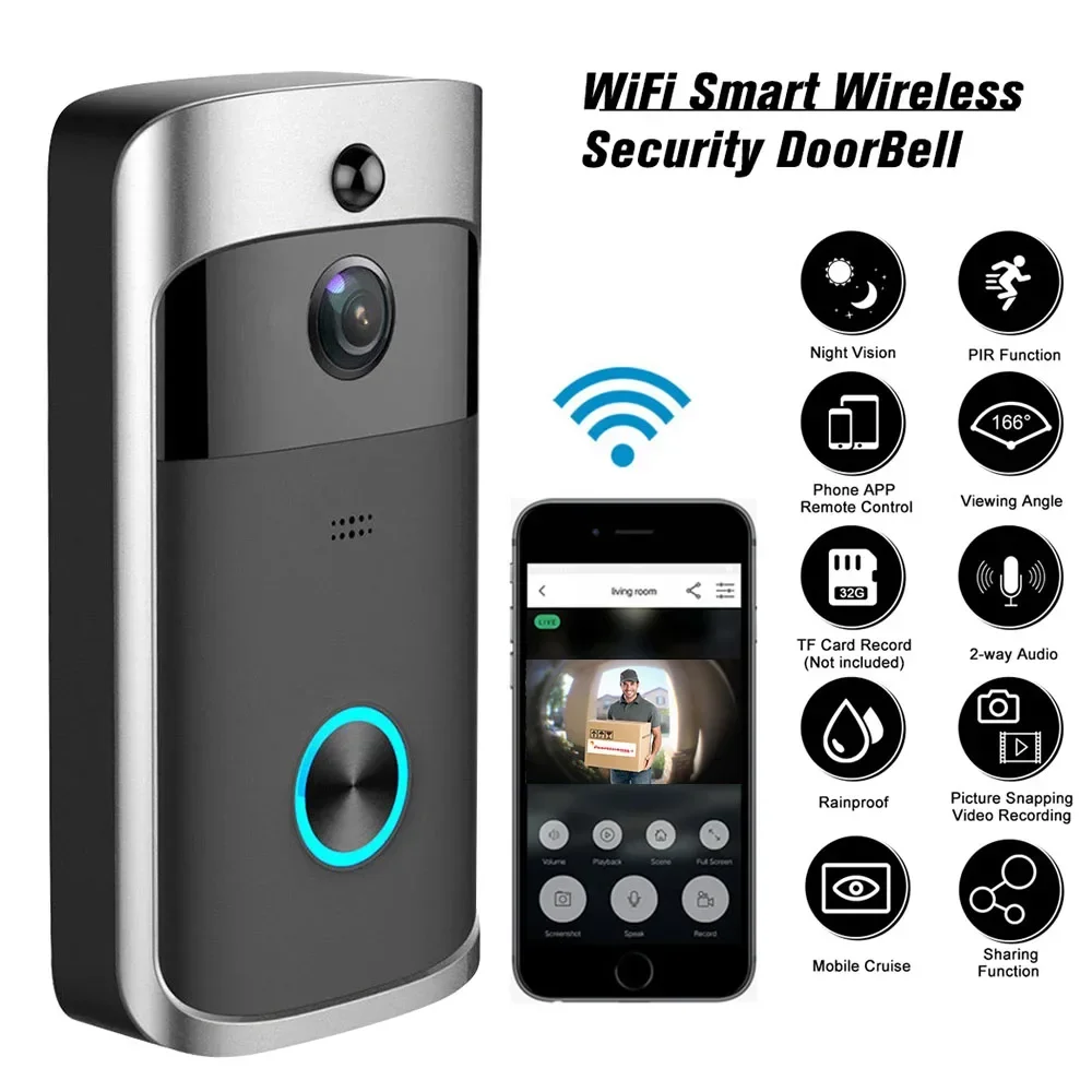 720P HD สมาร์ทโฮมไร้สาย WIFI ก - Smart Doorbell Wired บทวิจารณ์และราคา