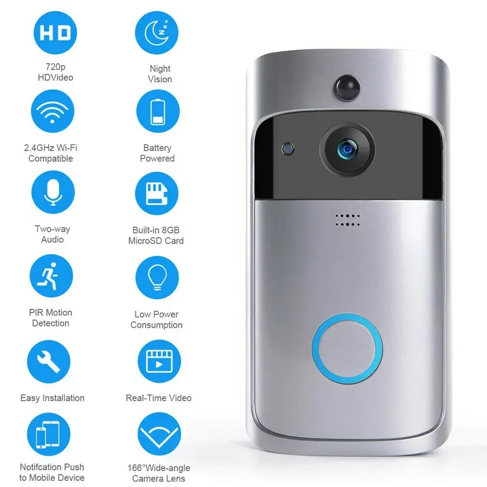 720P HD สมาร์ทโฮมไร้สาย WIFI ก - Smart Doorbell Wired บทวิจารณ์และราคา