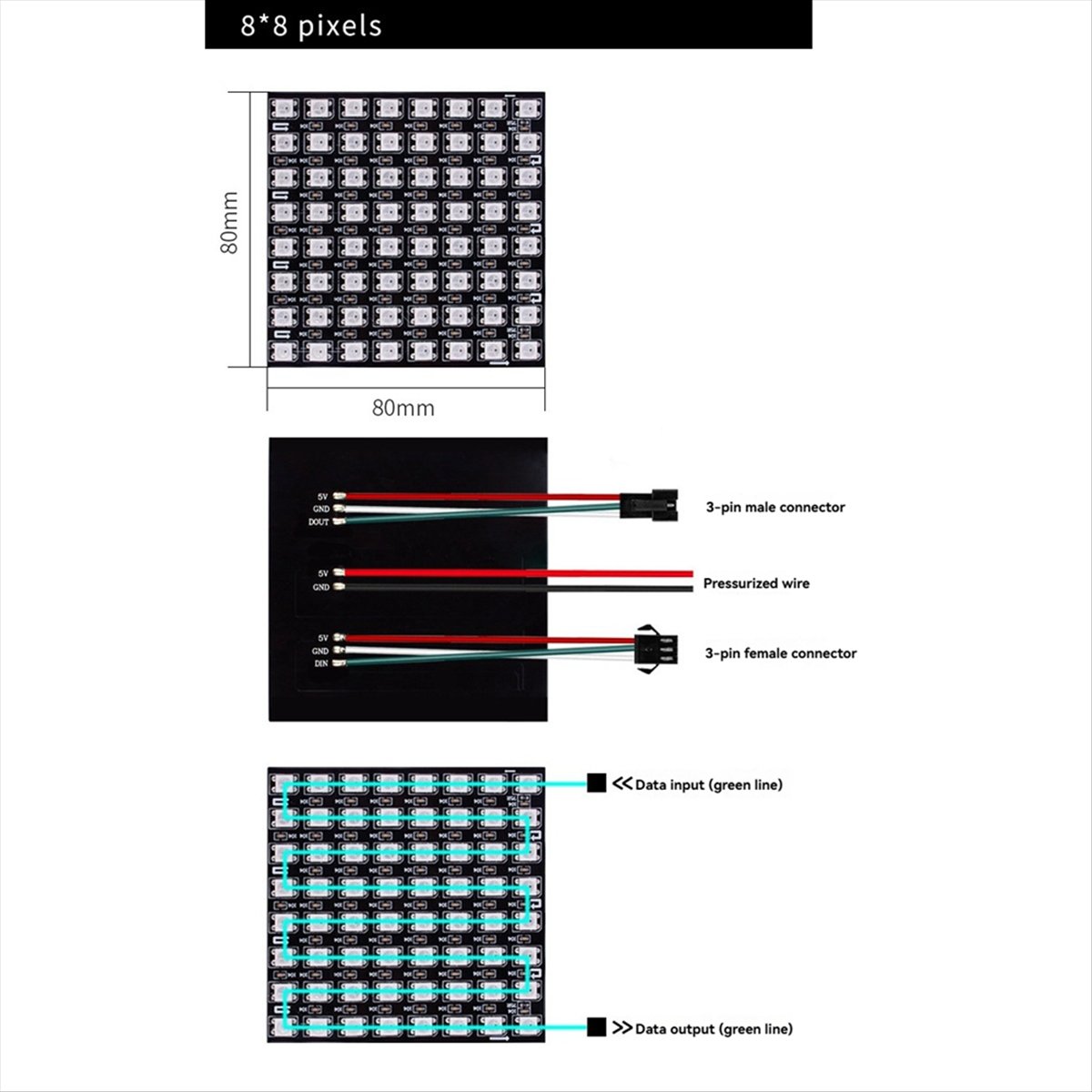 A36R WS2812B จอแสดงผลแบบดอทเมท - Rgb Led Matrix 8X8 บทวิจารณ์และราคา